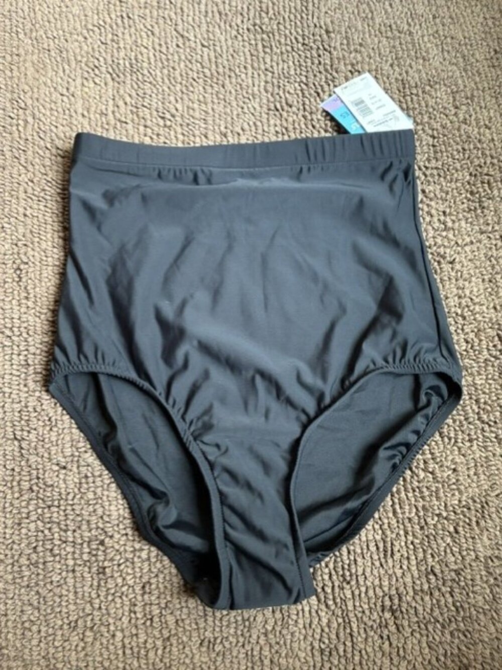 Swim Solutions Tummy Control High Rise Waisted Solid Black Tankini Bottom Sz 10
